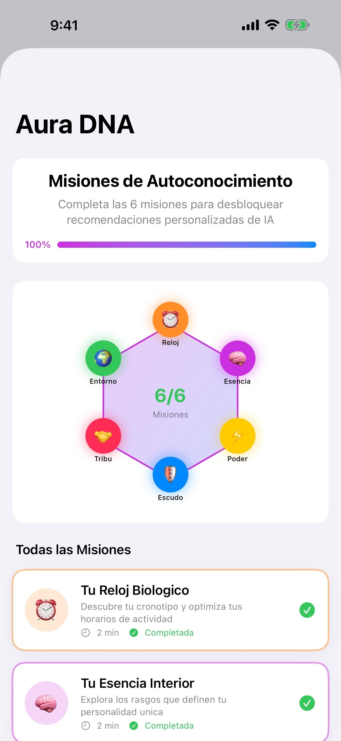 Aura DNA: misiones de autoconocimiento gamificadas