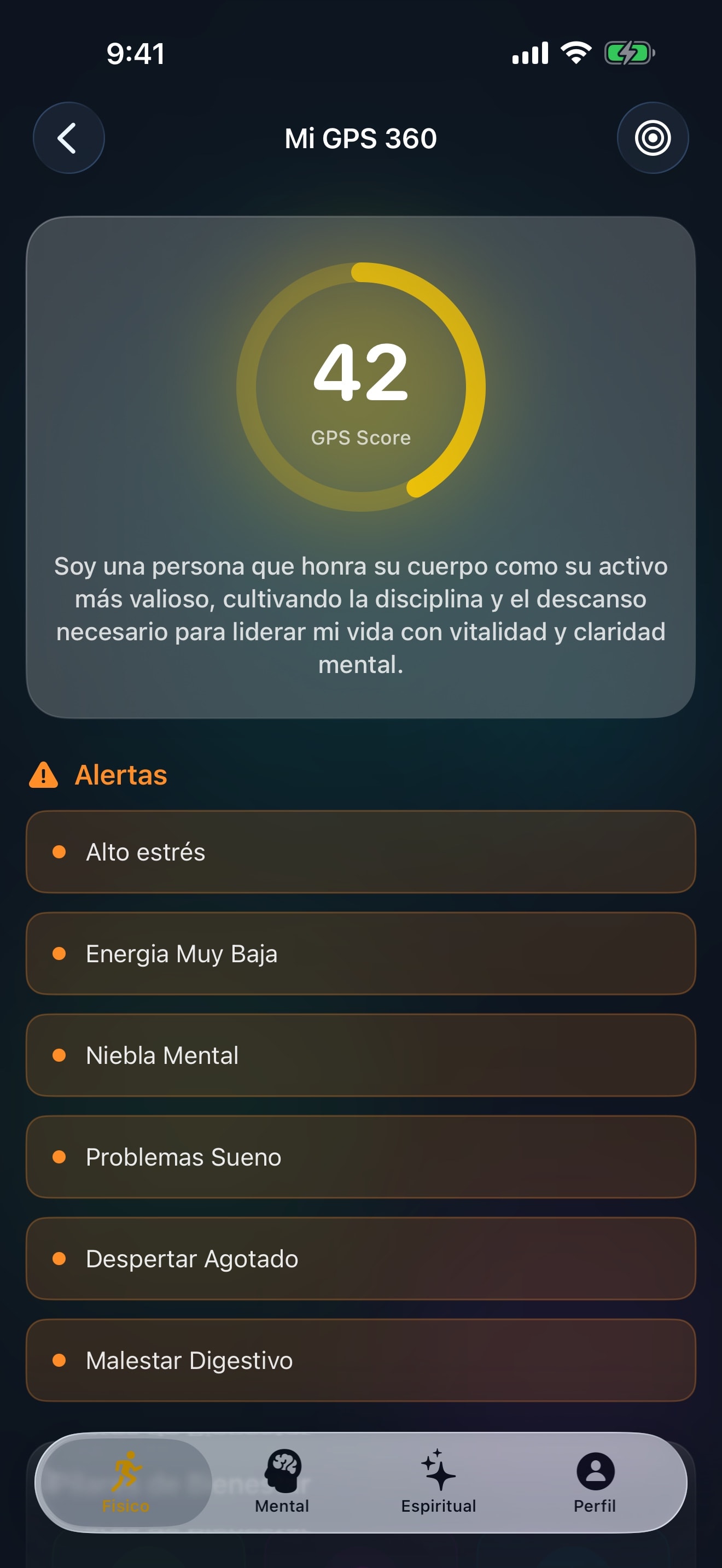 GPS de Bienestar 360: tu score y alertas en una sola lectura